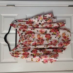 SPEED LIMIT Floral Blouse Ruffle 1X Boho Sheer